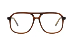 Lentes Demenego modelo 157/58 color HA, con armazón de acetato estilo aviador en tonos marrones carey y doble puente.