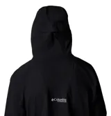 Campera impermeable Columbia Titanium Northwest Explorer de color negro, con capucha fija, cierre frontal sellado y bolsillos laterales con cremallera.