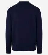 Suéter masculino de punto con textura cuadrillé, cuello redondo y mangas largas con puños acanalados.