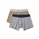 Pack de dos bóxers de calce clásico con cintura elástica con logo. Incluye un bóxer liso color tostado y un bóxer gris con estampado de peces.