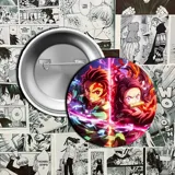 Pin metálico con la imagen de Tanjiro Kamado, personaje del anime Kimetsu no Yaiba.