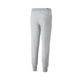 Pantalón de jogging Puma Ess Sweat Pants FL, color negro, con logo estampado en blanco en el muslo izquierdo. Cuenta con cintura elástica con cordón ajustable y puños elásticos en los tobillos.