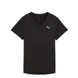Remera Puma de cuello en V, color negro, con logo de la marca estampado en blanco en el pecho.
