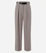 Pantalón de sastrería Blue Steel con corte palazzo y tiro alto, de color beige, con pinzas delanteras, cintura estructurada con presillas y cierre frontal oculto.