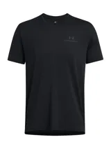 Remera deportiva Under Armour Vanish Energy de manga corta, color negro, con cuello redondo y logo de la marca estampado en el pecho. Confeccionada en tejido técnico elástico de secado rápido con tecnología de control de olores.