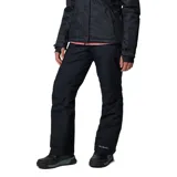 Pantalón de nieve Columbia Bugaboo II Omni-Heat de color negro, diseñado con tecnologías Omni-Tech y Omni-Heat para impermeabilidad, transpirabilidad y retención de calor. Cuenta con cintura ajustable con lengüetas, bolsillos con cremallera, polainas internas y dobladillo reforzado, ideal para esquí y deportes de invierno.