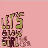 Pañuelo cuadrado de tela suave con diseño estampado que incluye la frase 'Let's Glow Girl' en tonos verde oliva y marrón sobre un fondo rosado.