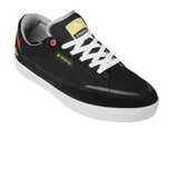 Championes de skate Emerica modelo Gamma, color negro con detalles en verde en la lengüeta. Presentan una construcción resistente con paneles de gamuza y material sintético, suela de goma vulcanizada y logo de la marca en el lateral y lengüeta.