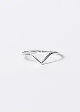 Anillo fino Valentino de plata 925 hipoalergénica, color plateado, con forma de V.