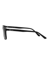 Lentes de sol con marco rectangular de acetato biodegradable en color negro y cristales polarizados en tono marrón con protección UV.