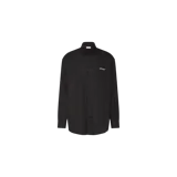 Camisa de manga larga Off-White en color negro, corte comfort fit, con cuello clásico, cierre frontal con botones y un bolsillo en el pecho con el logo estampado de la marca.