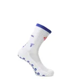 Medias deportivas de caña media color azul marino, con detalles en rojo y blanco. Presentan el logo del Club Nacional de Football y la marca Tiffosi, con refuerzos antideslizantes en la planta del pie.