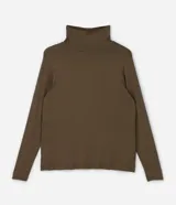Blusa Ashua de cuello alto y manga larga, confeccionada en viscosa y elastano, de diseño liso y ajuste ceñido.