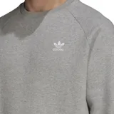 Buzo gris de corte clásico con cuello redondo y logo Adidas bordado en el pecho.