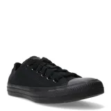 Championes Converse modelo Chuck Taylor All Star en color negro monocromático. Presentan una construcción en lona de algodón, puntera de goma reforzada, cordones al tono y suela de goma vulcanizada con diseño antideslizante.
