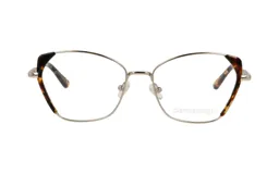 Armazón para lentes Demenego modelo 128/54 col GHA, con forma cat eye, marco metálico color dorado y detalles en carey en la parte superior.
