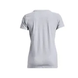 Remera Under Armour de mujer color rojo, de corte clásico y manga corta. Presenta el logo de la marca estampado en el pecho con diseño de animal print.