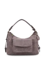 Cartera hobo Hush Puppies modelo Dover, color marrón, con diseño de asa corta, bolsillo frontal con solapa y cierre superior de cremallera.