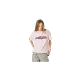 Remera oversize de manga corta Eme Studios modelo Aero Bubble, color rosado, con cuello redondo y estampado gráfico frontal con tipografía en tonos oscuros.
