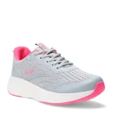 Championes deportivos Push modelo California, color gris con detalles en fucsia y suela blanca. Presentan diseño de malla transpirable, cierre con cordones y refuerzos sintéticos en puntera y laterales.