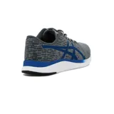 Championes Asics Streetwise, modelo de running en color gris melange con detalles en azul y suela blanca.