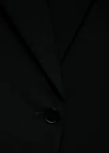 Blazer de corte recto con cuello de solapa, cierre frontal de un botón, bolsillos laterales con solapa y bolsillo de ribete en el pecho. Presenta mangas largas con puños abotonados y forro interior.