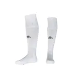 Medias de fútbol Umbro de caña alta, color blanco, con el logo de la marca bordado en negro en la parte frontal.