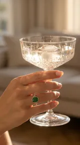 Anillo de plata 925 con piedra de malaquita ovalada engarzada en el centro.
