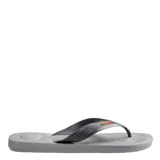 Ojotas Havaianas modelo Top Max Comfort, color negro, con diseño ergonómico y suela texturizada antideslizante. Presentan tiras anchas con el logo de la marca grabado.