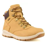 Bota de trekking Hi-tec modelo Sanford de color marrón, con cordones y suela gruesa en tono beige.