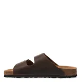 Sandalias tipo Birkenstock marca Freeway, color negro, con doble tira ajustable mediante hebillas metálicas y plantilla de corcho anatómica.