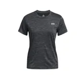 Remera deportiva Under Armour Tech para mujer, color gris jaspeado con logo blanco en el pecho.
