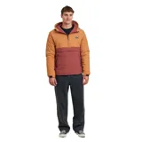 Campera Rusty Clinton de hombre, color naranja y ladrillo, con capucha y cierre de medio cuerpo.