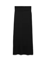 Pollera larga de corte recto y tiro alto, confeccionada en tejido de punto suave con cintura elástica ancha.