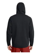 Campera deportiva con capucha Under Armour modelo Unstoppable FZ HD, en color negro. Confeccionada en tejido polar de doble punto con cierre frontal completo y bolsillos laterales con cremallera.