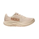Championes de running Hoka Rincon 4, color beige con suela gruesa y el logo de la marca en un tono más oscuro en el lateral.