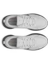 Championes de running Under Armour Assert 11 para hombre, de color gris claro con detalles en negro. Cuentan con capellada de malla transpirable, superposiciones de cuero y entresuela con amortiguación Charged+.