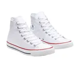 Zapatillas Converse Chuck Taylor All Star Hi, color blanco, de caña alta, con cordones y suela de goma.