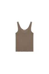 Top de escote redondo y tirantes finos, confeccionado en tejido de punto acanalado.