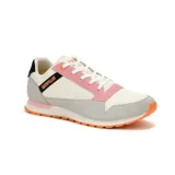 Championes urbanos Caterpillar modelo Ventura, color blanco con detalles en gris, rosa y naranja. Confeccionados en gamuza recubierta de PU y forro de malla reciclada.