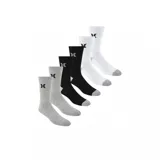Pack de seis pares de medias Hurley de caña media, en colores negro, blanco y gris, con diseño acanalado y logo de la marca bordado.