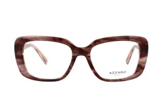 Anteojos de receta Azzaro con armazón de acetato en tono marrón con efecto carey y diseño rectangular de bordes redondeados.