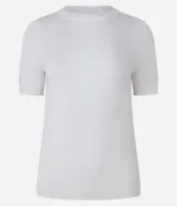 Blusa básica de punto Cortelle, color verde oscuro, con cuello redondo y manga corta.