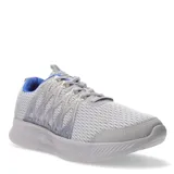 Championes deportivos Push modelo Kore, color gris con detalles en azul en el interior y estructura lateral semitransparente. Presentan cierre con cordones y suela con relieve.