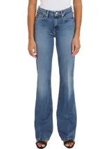 Pantalón jean de corte bootcut y talle medio, confeccionado en tejido denim ligeramente elástico.