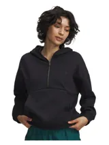 Buzo con capucha Under Armour, modelo Icon Fleece, color negro. Presenta cierre frontal de media longitud, bolsillo tipo canguro y logo de la marca bordado en el pecho. Posee hombros caídos y puños acanalados.