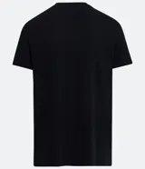 Remera manga corta negra, modelo longfit confeccionada en tejido de algodón media malla.