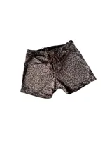 Short de terciopelo elastizado con estampado animal print y cordón ajustable en la cintura.