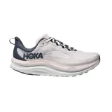 Championes de running Hoka Kawana 3, color gris con detalles en azul oscuro y suela amortiguada blanca.