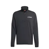 Buzo deportivo Adidas Terrex de color negro, con cuello alto y cierre frontal parcial. Presenta el logo de la marca estampado en el pecho.